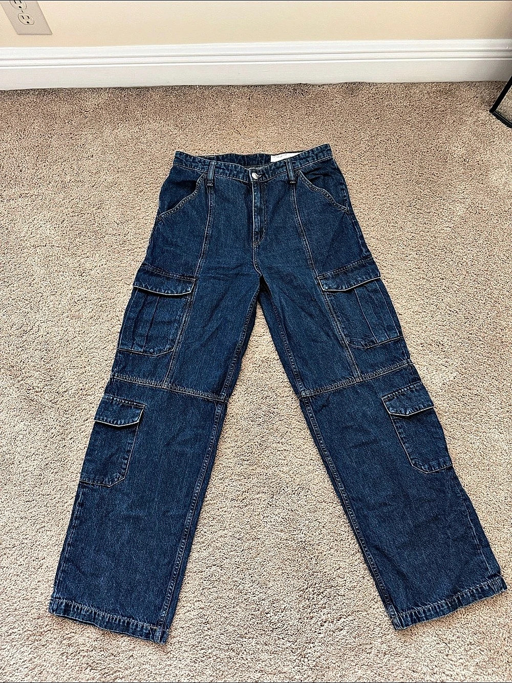 Women's Blue Cargo Jeans